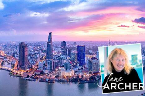 Aerial view of Ho Chi Minh City at sunset