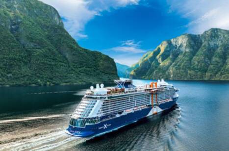 Panoramic image of Celebrity Apex at sea