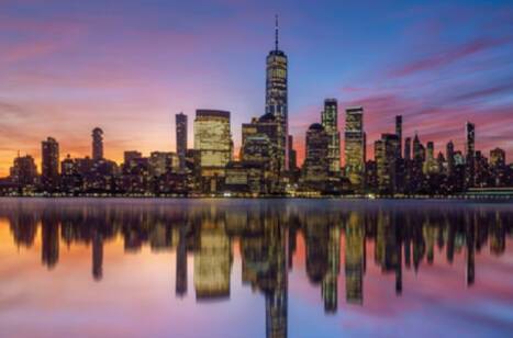 New York skyline at sunset