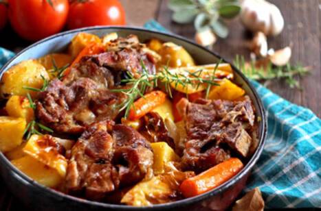 Close-up image of traditional Croatian dish, Peka