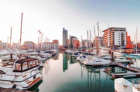 A panoramic view of Southampton’s harbour