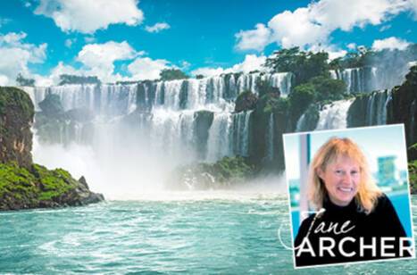 A panoramic view of Iguazu Falls