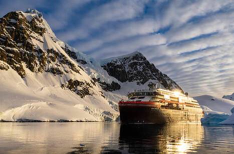 A cruise ship at sea