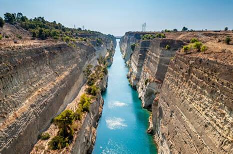 View of the Corinth Canal in Greece