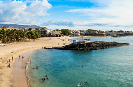 Panoramic view of Tarrafal beach in Santiago island in Cape Verde