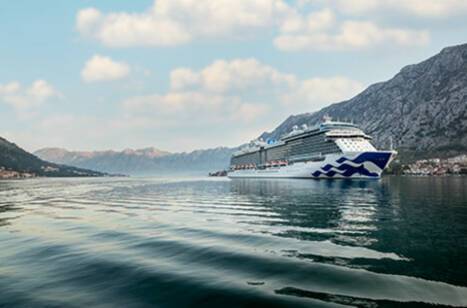 A cruise ship docked in Kotor