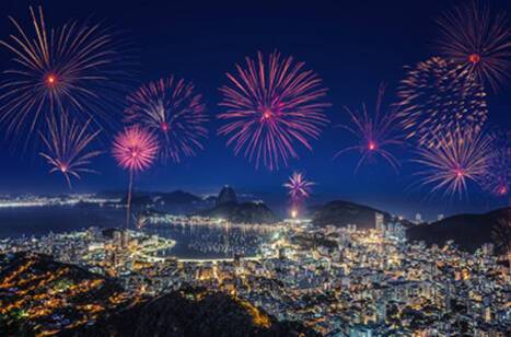 Fireworks over Rio de Janeiro in Brazil