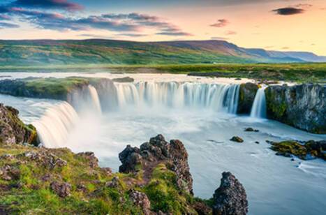A bird's eye view of Godafoss Waterfall