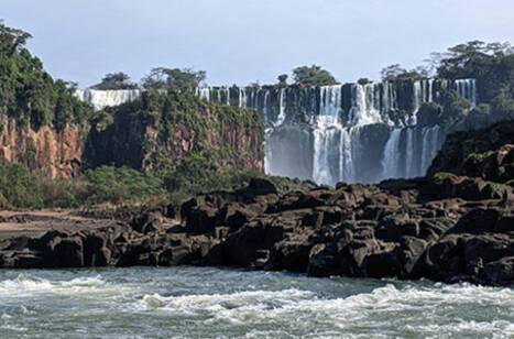 View of Iguazu Falls from the water