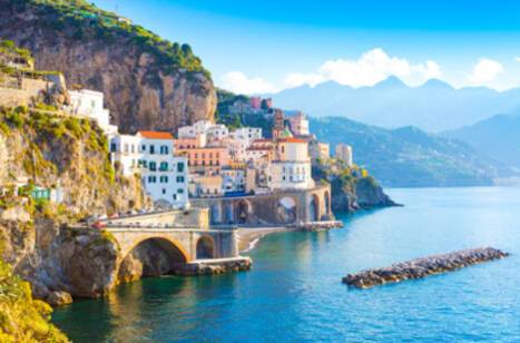 A panoramic image of Amalfi coastline