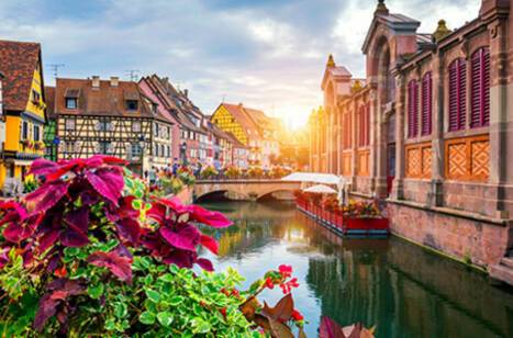 The sun setting over Colmar