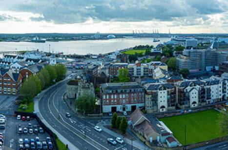 An aerial view of Southampton