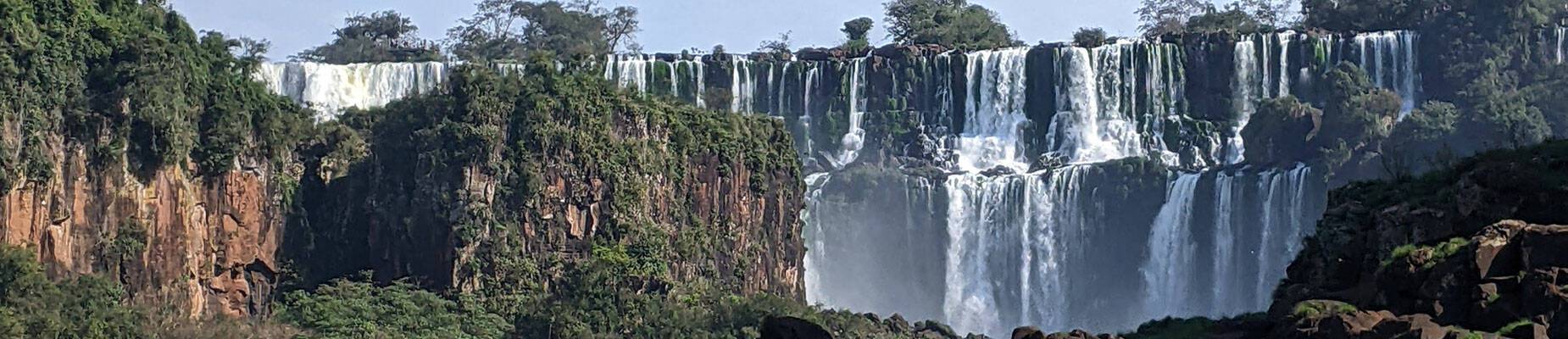 View of Iguazu Falls from the water