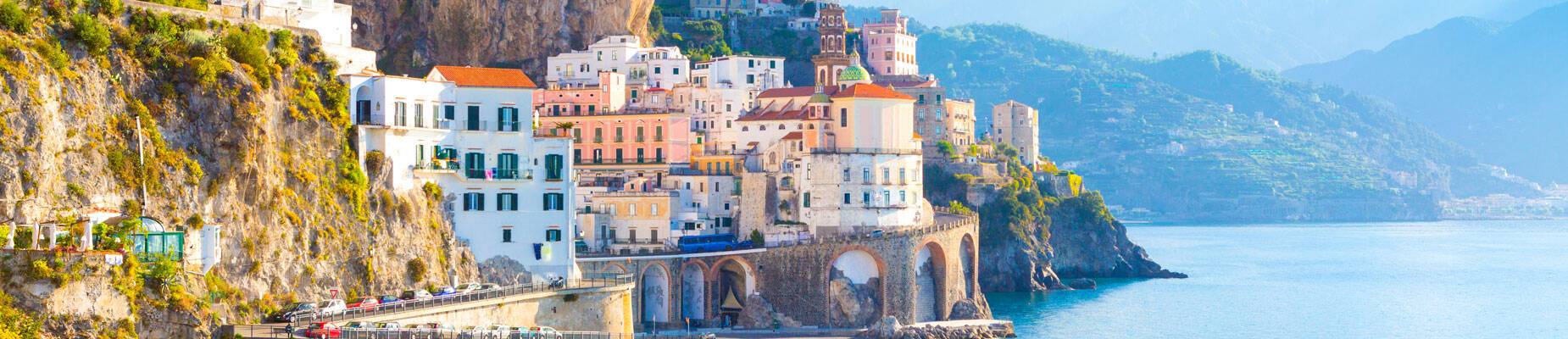 A panoramic image of Amalfi coastline