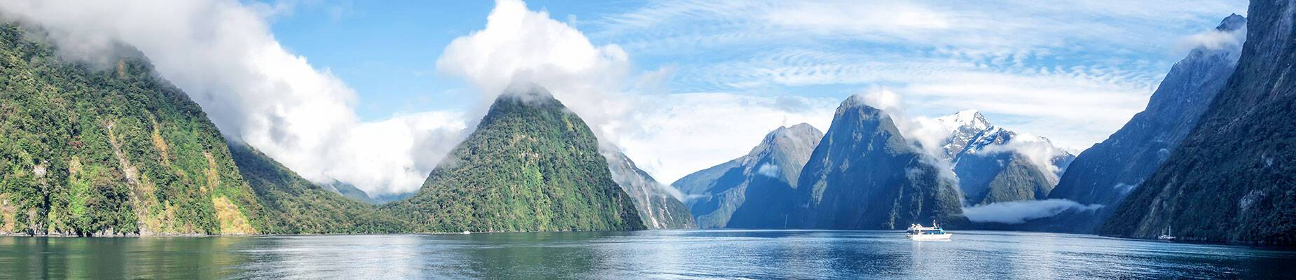 A panoramic view of Milford Sound