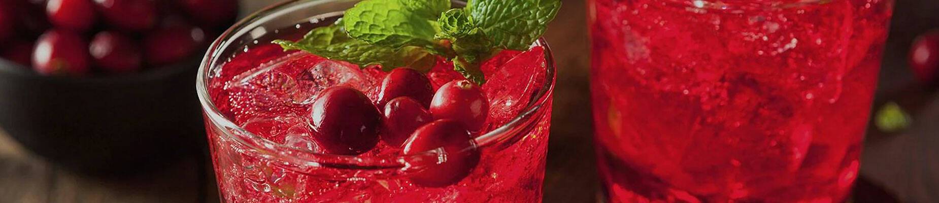 Cranberry juice with a garnish