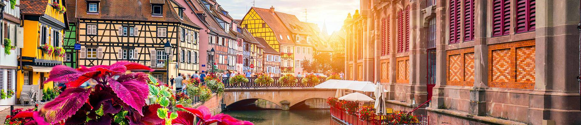 The sun setting over Colmar