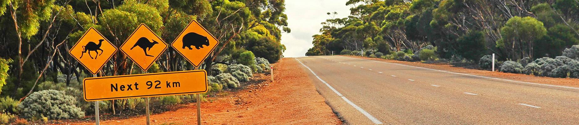 Road sign on a road in Australia