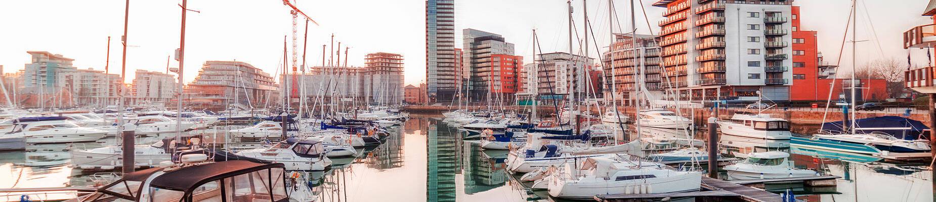 A panoramic view of Southampton’s harbour