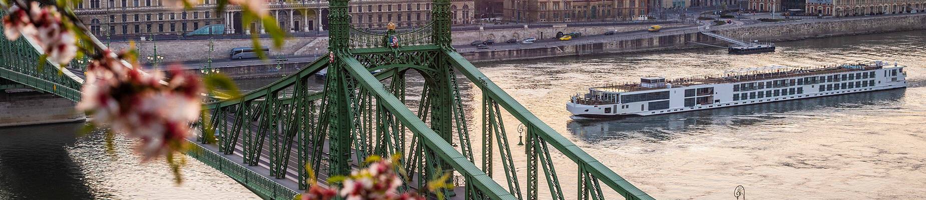 River cruise ship on the Danube River in Budapest