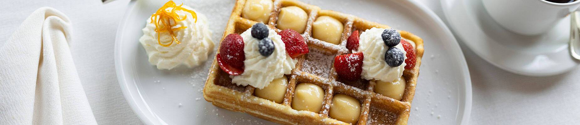 Aerial view of a waffle in the Creperie on Allura