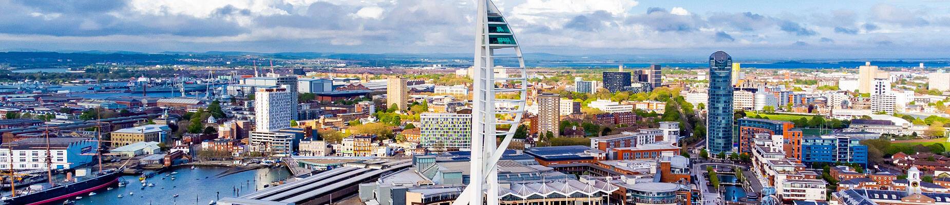 A panoramic view of Gunwharf Quays, Portsmouth
