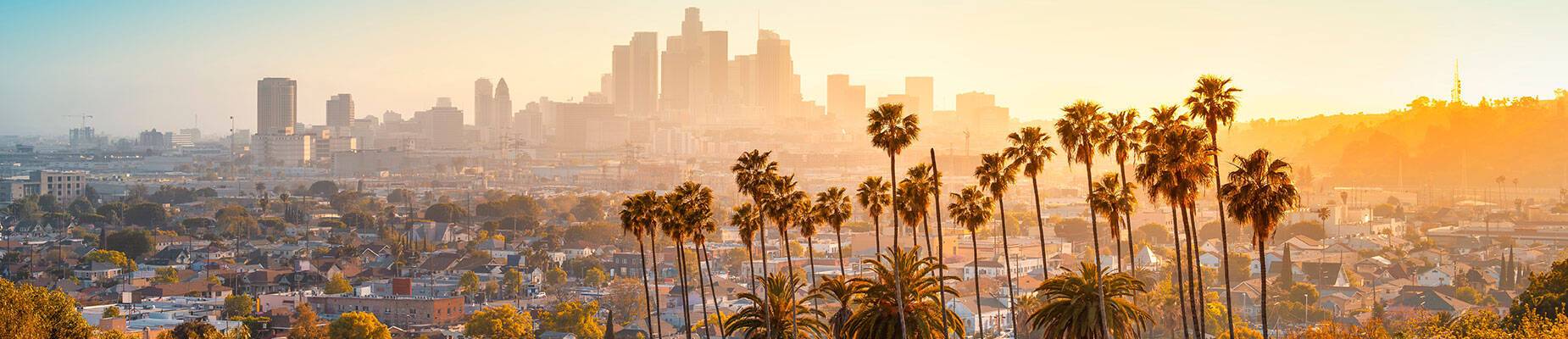 Panoramic view of Los Angeles at sunrise