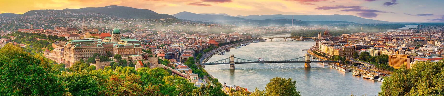 A panoramic view of the Danube River