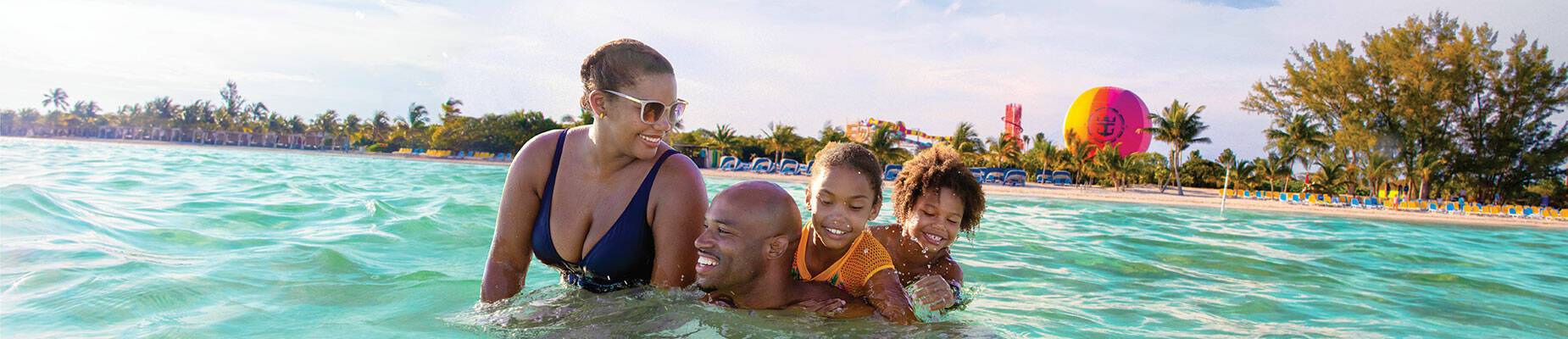 A family of four in the seas at CocoCay