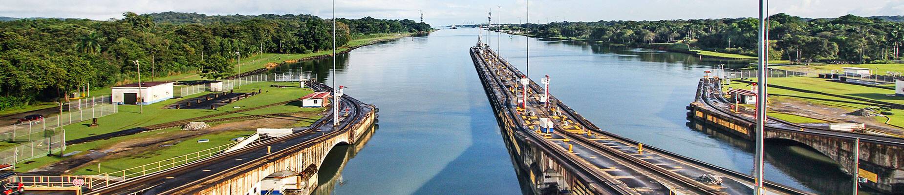 The view of the Panama Canal from a lock