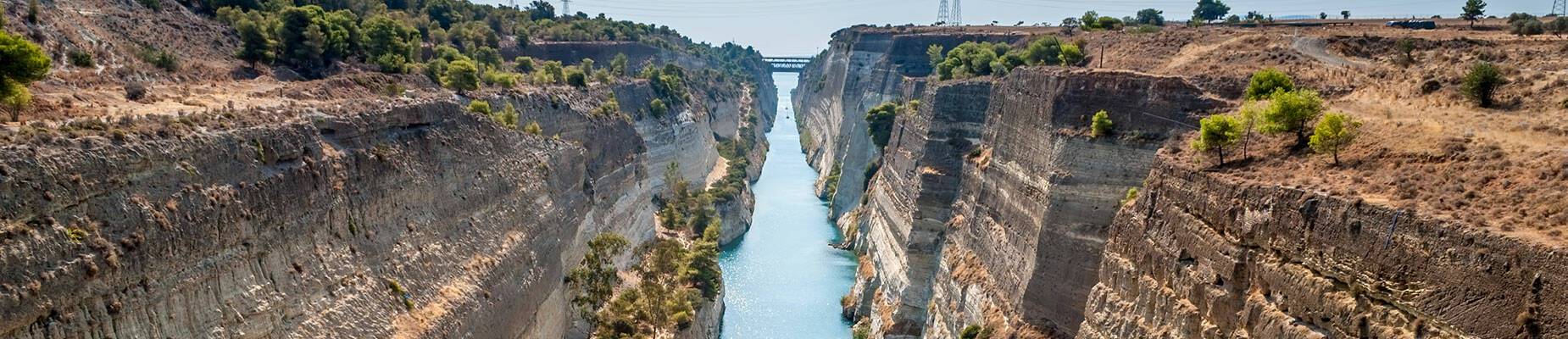 View of the Corinth Canal in Greece