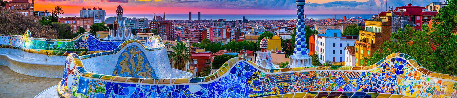 A panoramic view of Barcelona from the viewpoint of Parc Guell