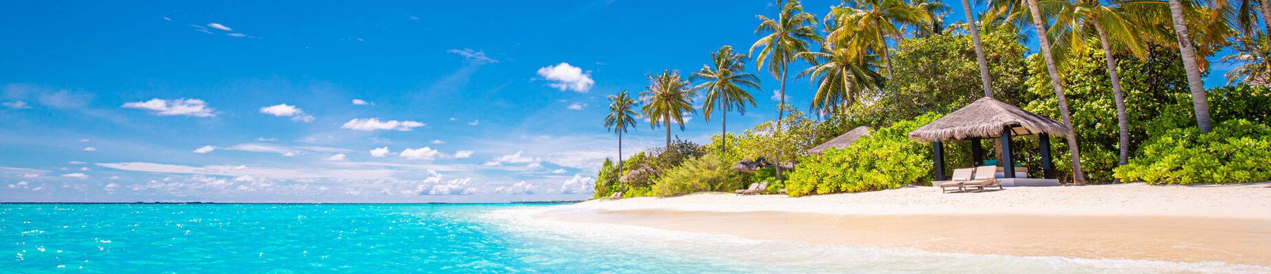 Panoramic image of a Caribbean beach