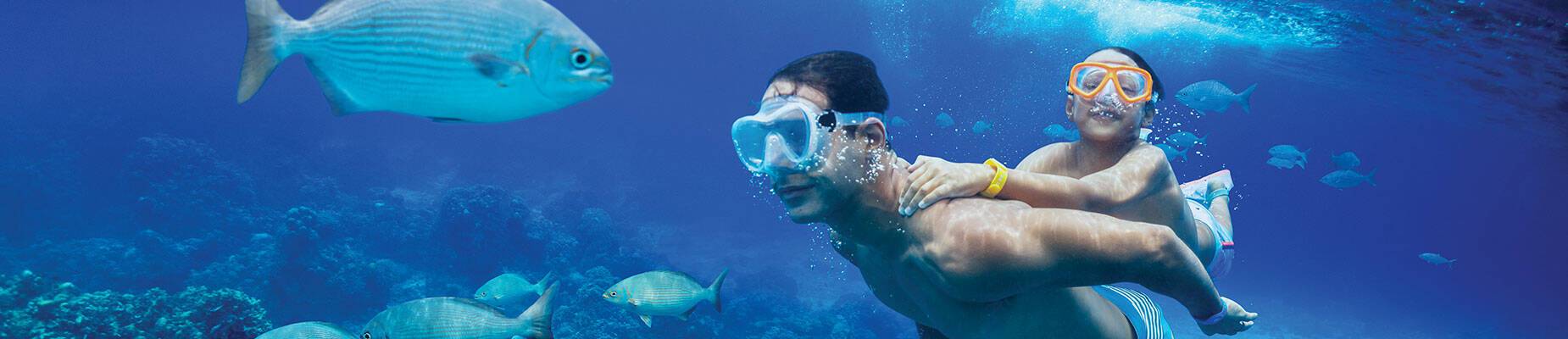 Father and son scuba diving