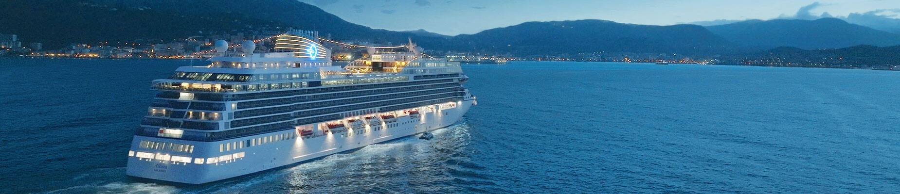 Allura sailing away from Kotor, Montenegro