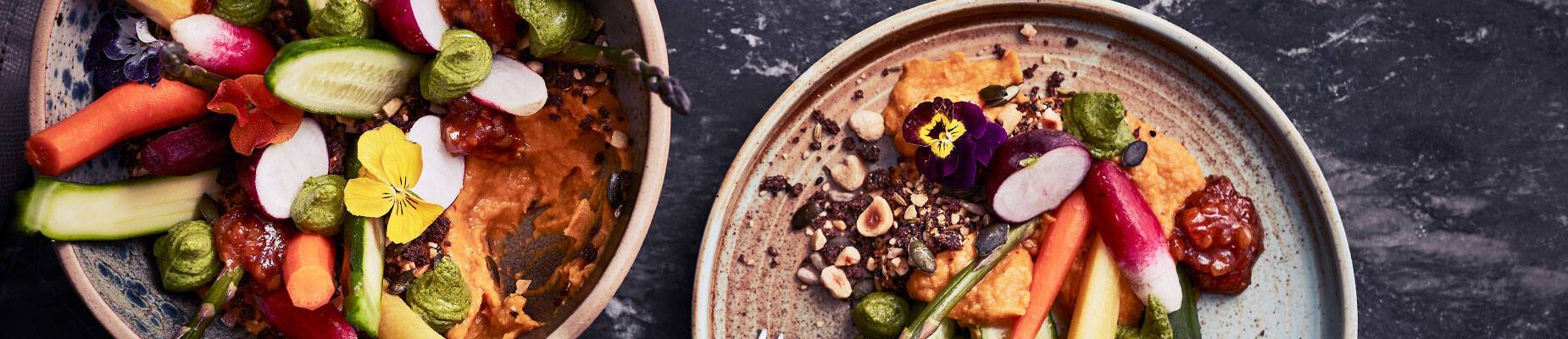 Two plant-based dishes available in Green & Co on Arvia