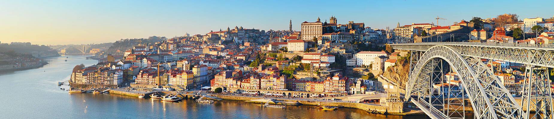 A panoramic view of Porto from the Douro River