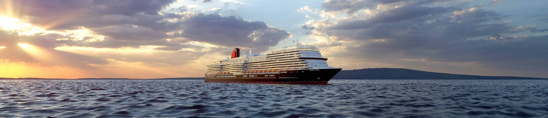 A render of the cruise ship Queen Anne at sea