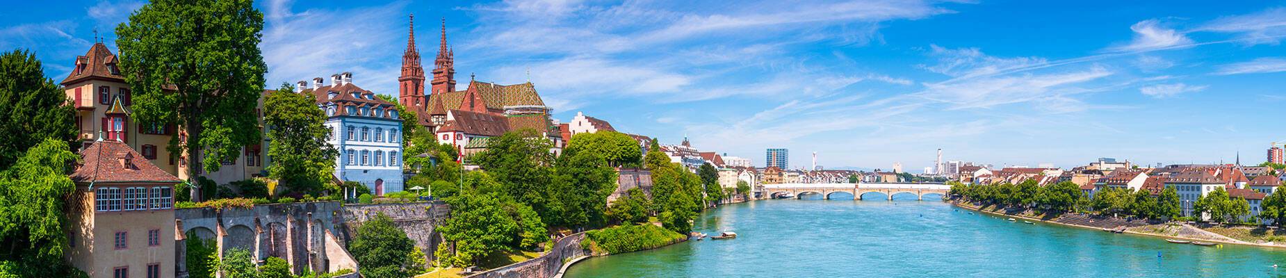 The view of Basel from the Rhine River