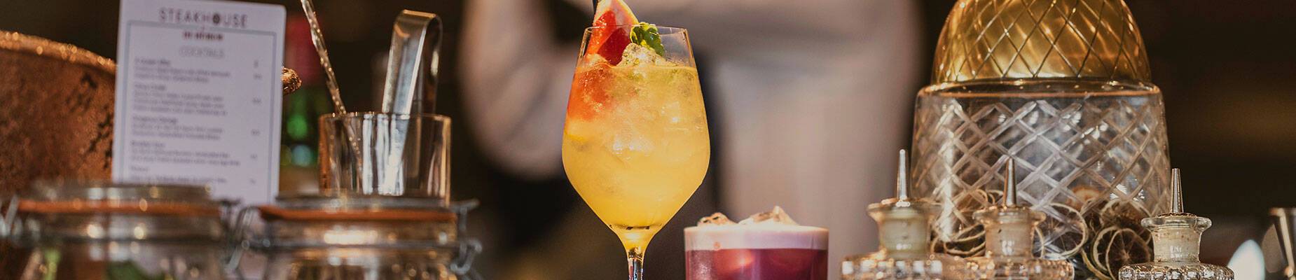 Two drinks on a bar