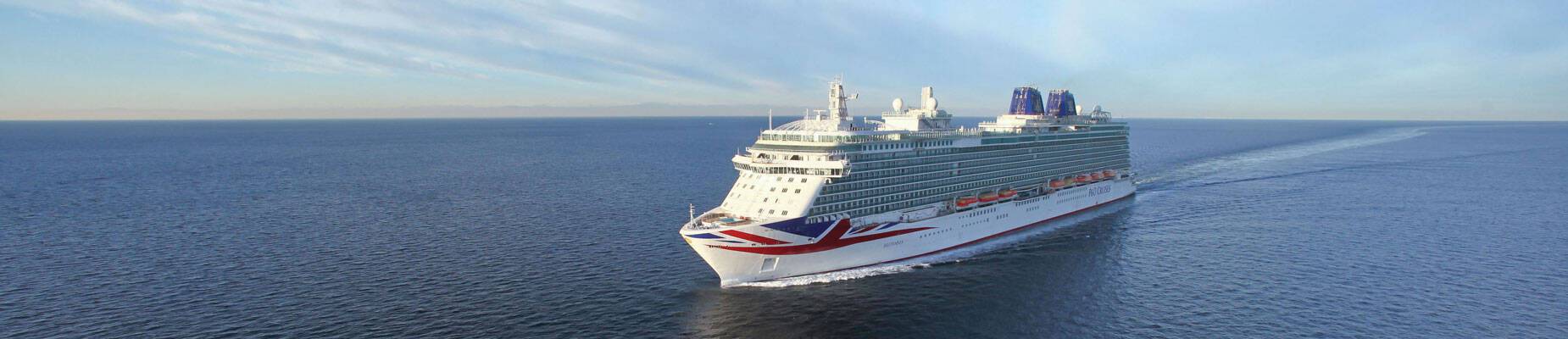 A panoramic image of P&O Cruises' Britannia at sea