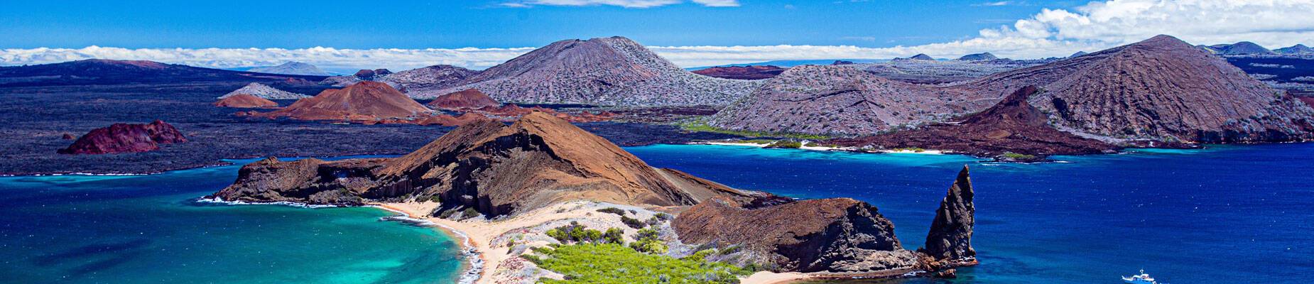A panoramic image of the Galapagos Islands