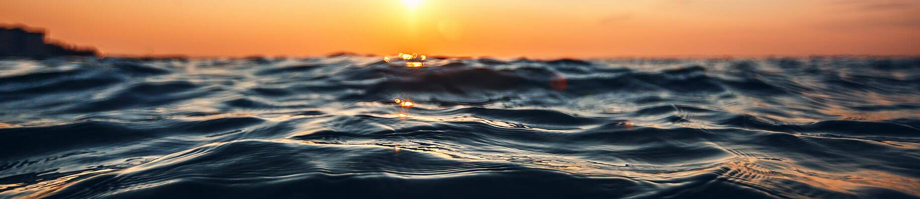 Close seascape at sunset