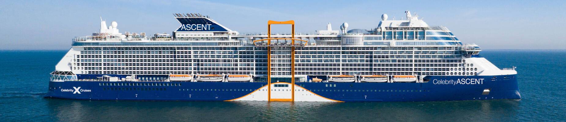 Panoramic image of Celebrity Cruises' Celebrity Ascent at sea