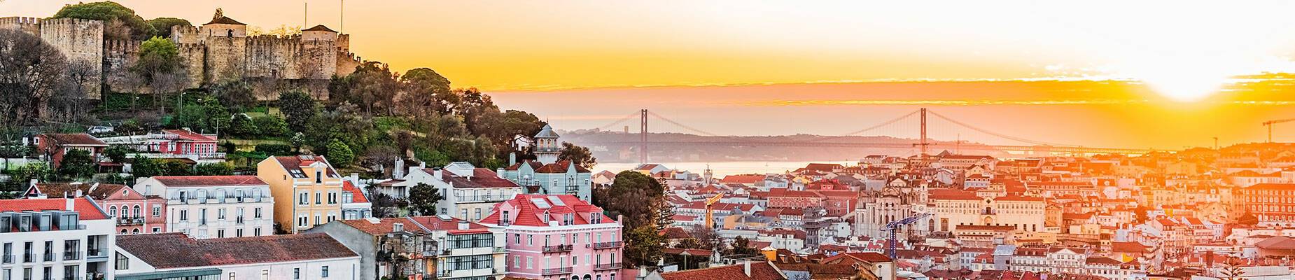 A panoramic view of Lisbon at sunset