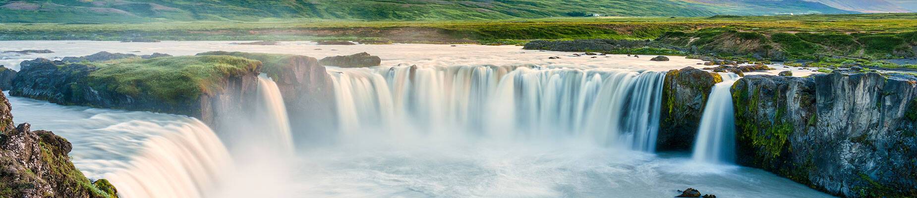 A bird's eye view of Godafoss Waterfall