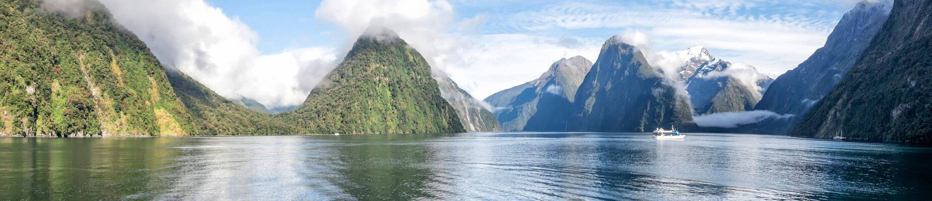Panoramic image of Milford Sound Fjordland, New Zealand