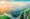 A panoramic view of the sun rising over the Great Wall of China