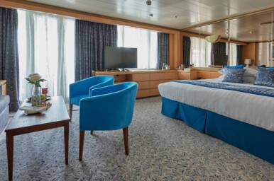 Premier Suite Wheelchair Adapted Bedroom & Living Area, Bolette, Fred. Olsen Cruise Lines - Image based on a PS grade, configuration may differ