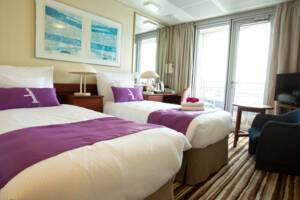 Balcony Cabin Bedroom, Ambition, Ambassador Cruise Line